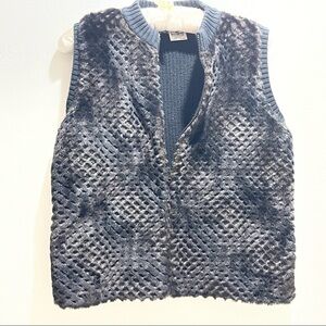 COTTON COUNTRY PARKHURST Women’s Black Brown Textured Fur Zip Vest